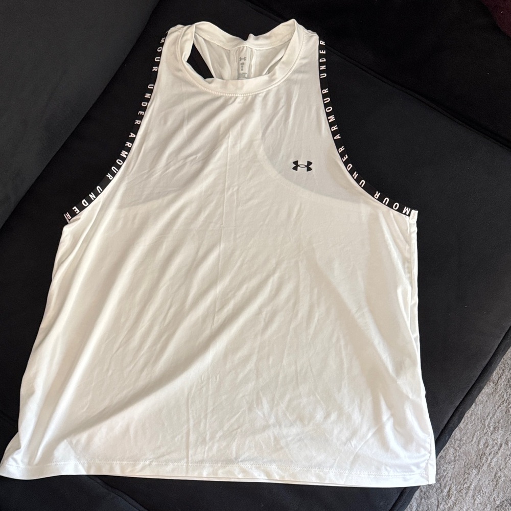 Under Armour Women's White and Black Tank Top